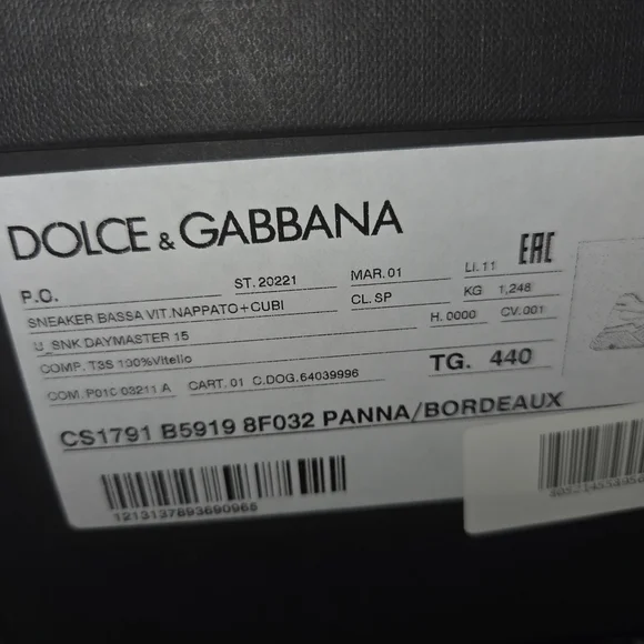 Dolce & Gabbana Men's White and Burgundy Sneakers - Picture 4 of 5